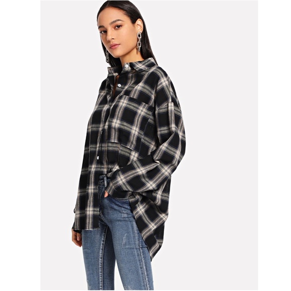 Plaid Oversized Button Down Cotton Shirt - Picture 6 of 13